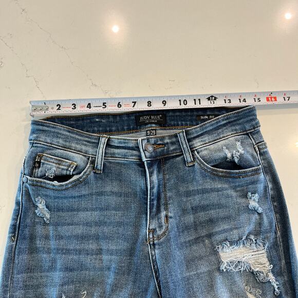 Judy Blue Slim Fit Jeans Distressed Size 9 /29 - Picture 7 of 9